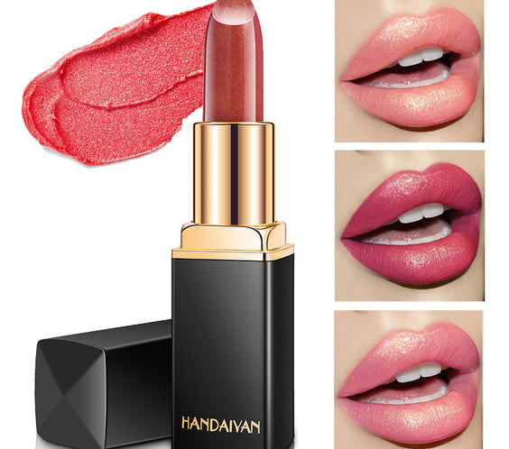 Shiny Metallic Lipstick Pearlescent Color Temperature Change Lipstick Gilt Lipstick