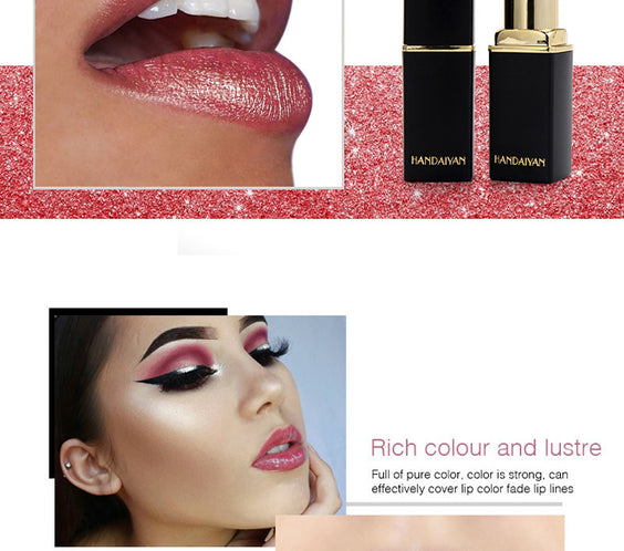 Shiny Metallic Lipstick Pearlescent Color Temperature Change Lipstick Gilt Lipstick