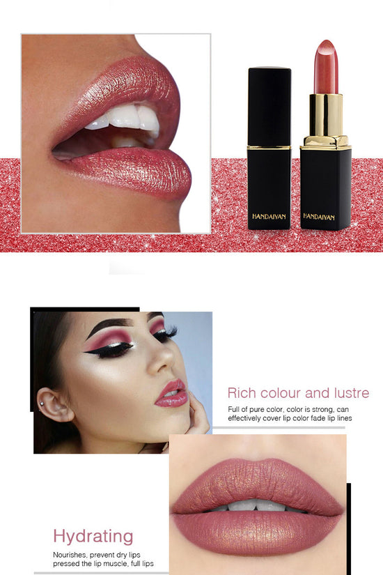 Shiny Metallic Lipstick Pearlescent Color Temperature Change Lipstick Gilt Lipstick