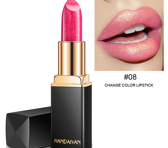 Shiny Metallic Lipstick Pearlescent Color Temperature Change Lipstick Gilt Lipstick