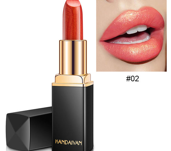 Shiny Metallic Lipstick Pearlescent Color Temperature Change Lipstick Gilt Lipstick