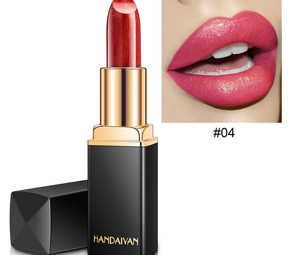 Shiny Metallic Lipstick Pearlescent Color Temperature Change Lipstick Gilt Lipstick