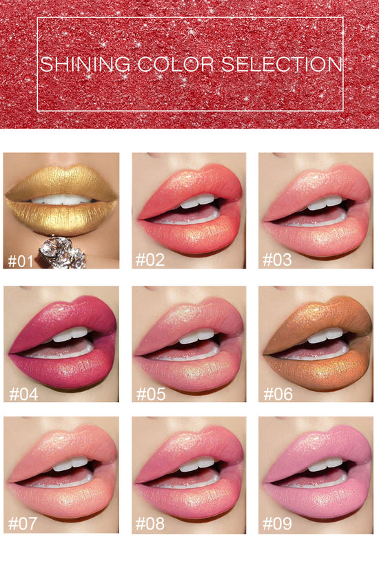 Shiny Metallic Lipstick Pearlescent Color Temperature Change Lipstick Gilt Lipstick