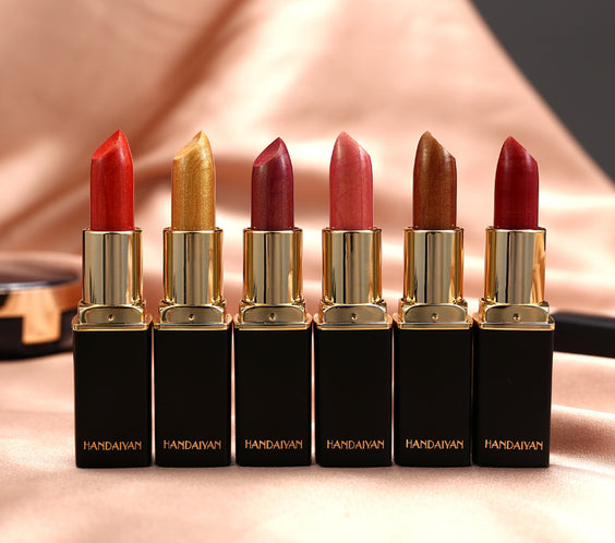 Shiny Metallic Lipstick Pearlescent Color Temperature Change Lipstick Gilt Lipstick