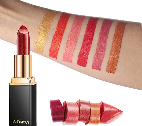 Shiny Metallic Lipstick Pearlescent Color Temperature Change Lipstick Gilt Lipstick