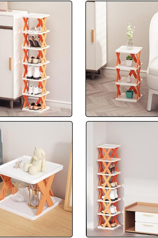 Compact Foldable ABS Shoe Rack Organiser - Easy Assembly, Durable, Multi-Tier Storage