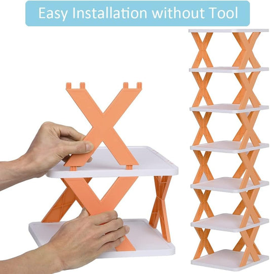 Compact Foldable ABS Shoe Rack Organiser - Easy Assembly, Durable, Multi-Tier Storage