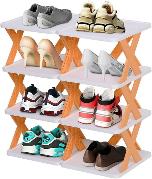 Compact Foldable ABS Shoe Rack Organiser - Easy Assembly, Durable, Multi-Tier Storage