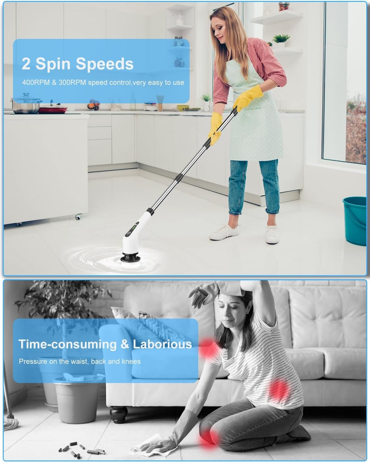 9-in-1 Electric Spin Scrubber: Versatile Brush Heads, Fast Charging, Adjustable Handle