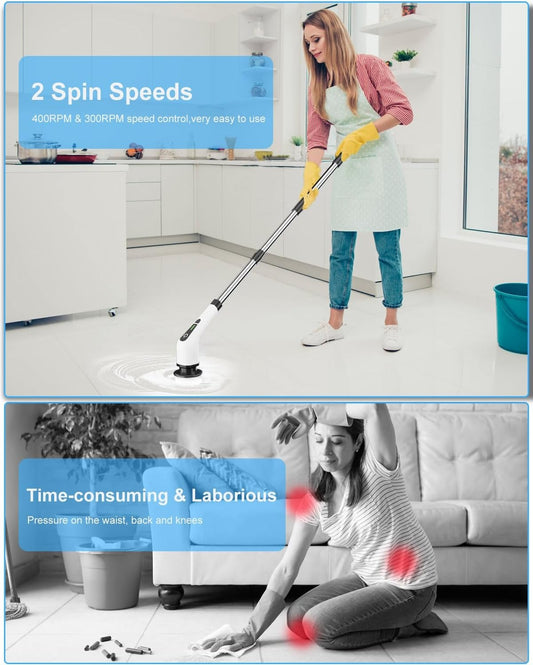 9-in-1 Electric Spin Scrubber: Versatile Brush Heads, Fast Charging, Adjustable Handle