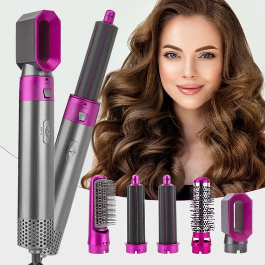 Wave Byte 5-in-1 Professional Hot Air Styler Brush Kit with Negative Ions