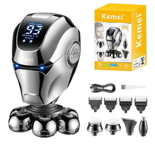 Kemei 5-in-1 Rotary Electric Razor: Waterproof, 7D Floating Heads, Quick Charge