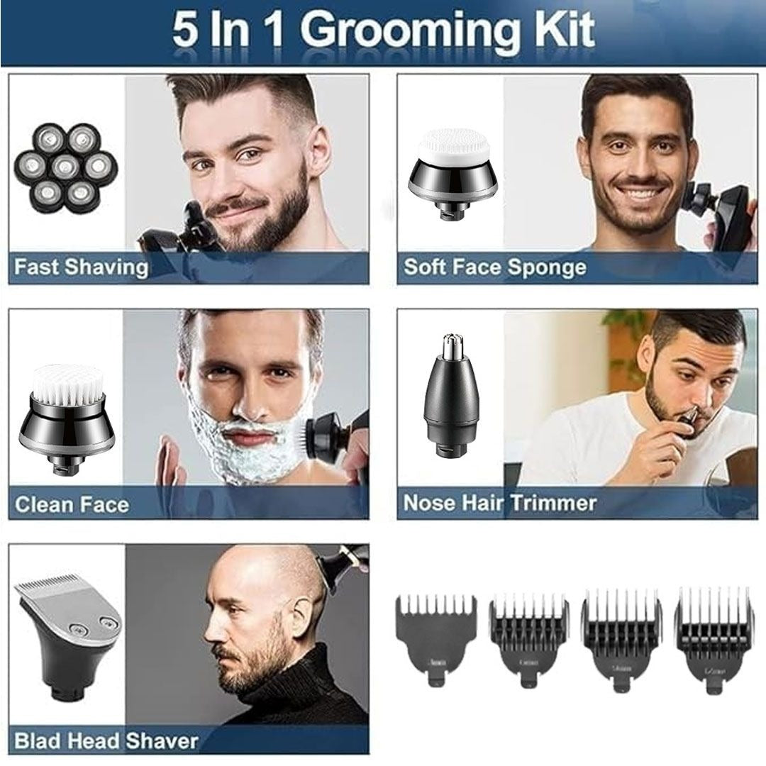 Kemei 5-in-1 Rotary Electric Razor: Waterproof, 7D Floating Heads, Quick Charge