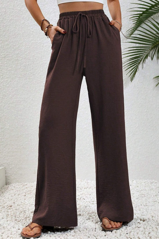 Women's Solid Color Wide-Leg Casual Pants