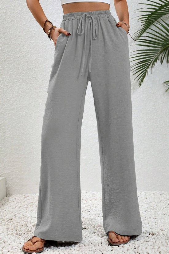 Women's Solid Color Wide-Leg Casual Pants