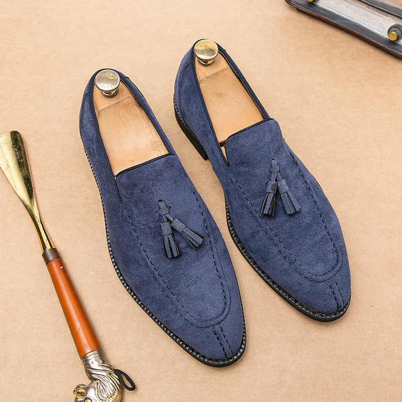 Men's Suede Pointed Toe Slip-On Dress Shoes