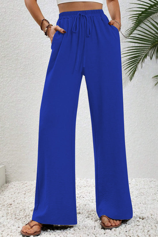 Women's Solid Color Wide-Leg Casual Pants