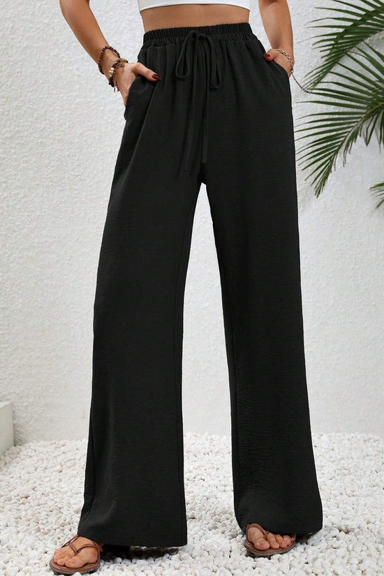 Women's Solid Color Wide-Leg Casual Pants