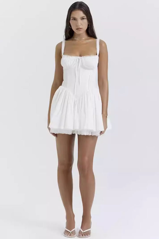 Sexy Lace Stitching Slip Dress with Adjustable Straps