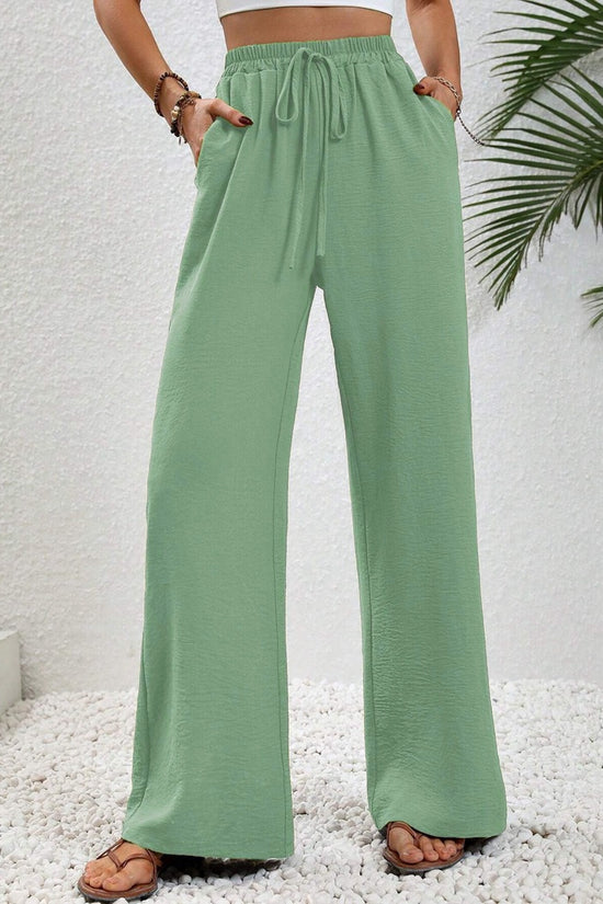 Women's Solid Color Wide-Leg Casual Pants