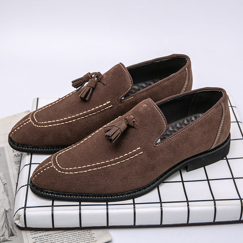 Men's Suede Pointed Toe Slip-On Dress Shoes