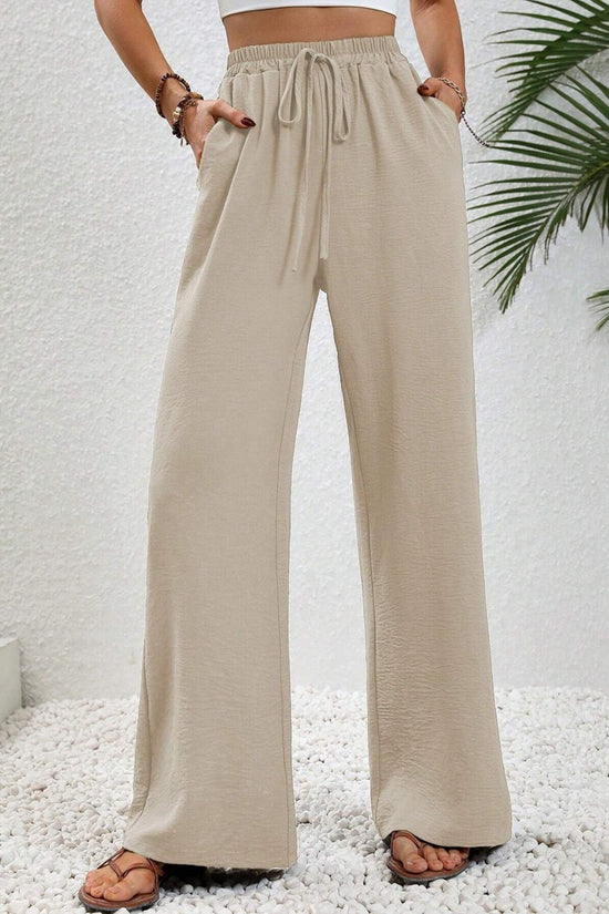 Women's Solid Color Wide-Leg Casual Pants