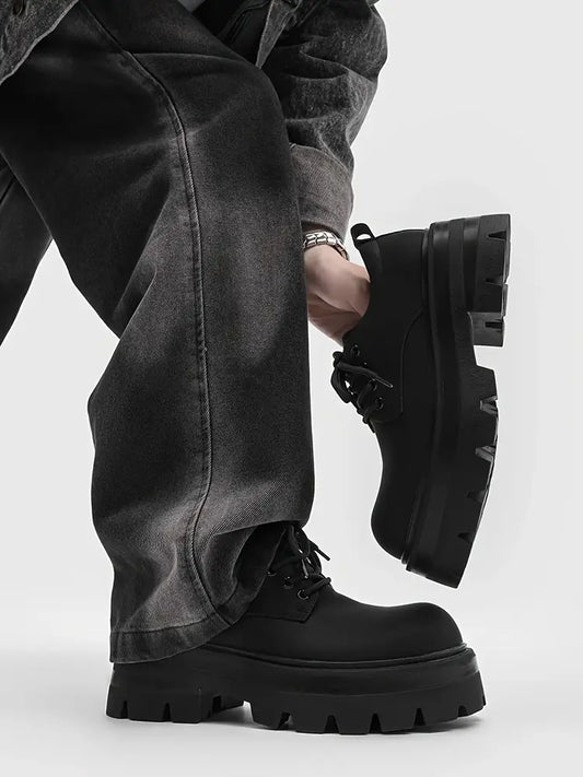 Men's Vintage Minimalist Low‑Top Lace‑Up Round Toe Shoes