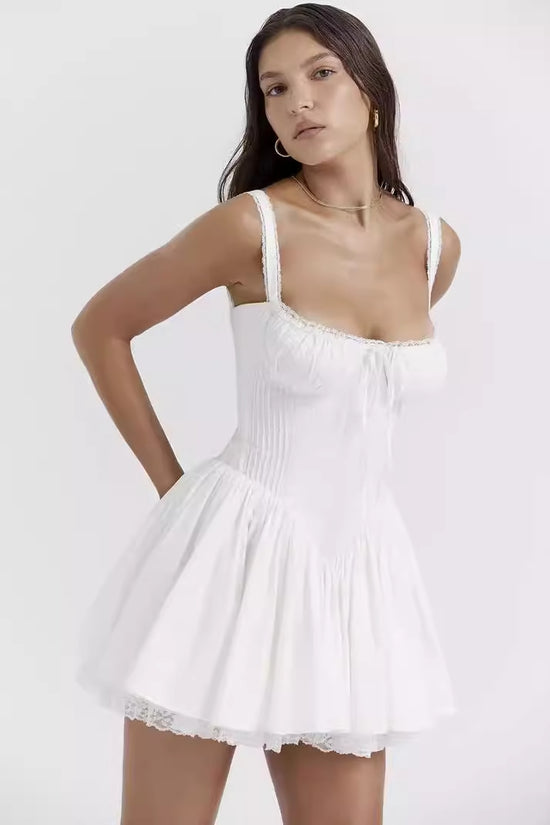 Sexy Lace Stitching Slip Dress with Adjustable Straps