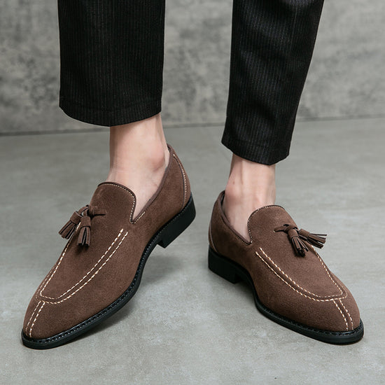 Men's Suede Pointed Toe Slip-On Dress Shoes
