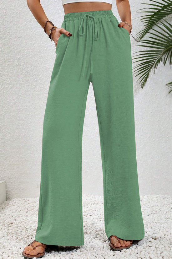 Women's Solid Color Wide-Leg Casual Pants