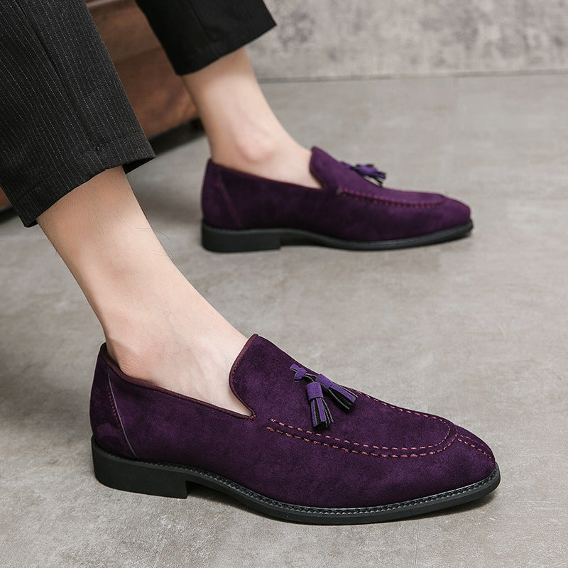 Men's Suede Pointed Toe Slip-On Dress Shoes