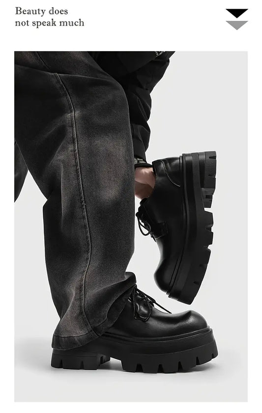 Men's Classic Thick Sole Dress Shoes Non-Slip Formal Round Toe