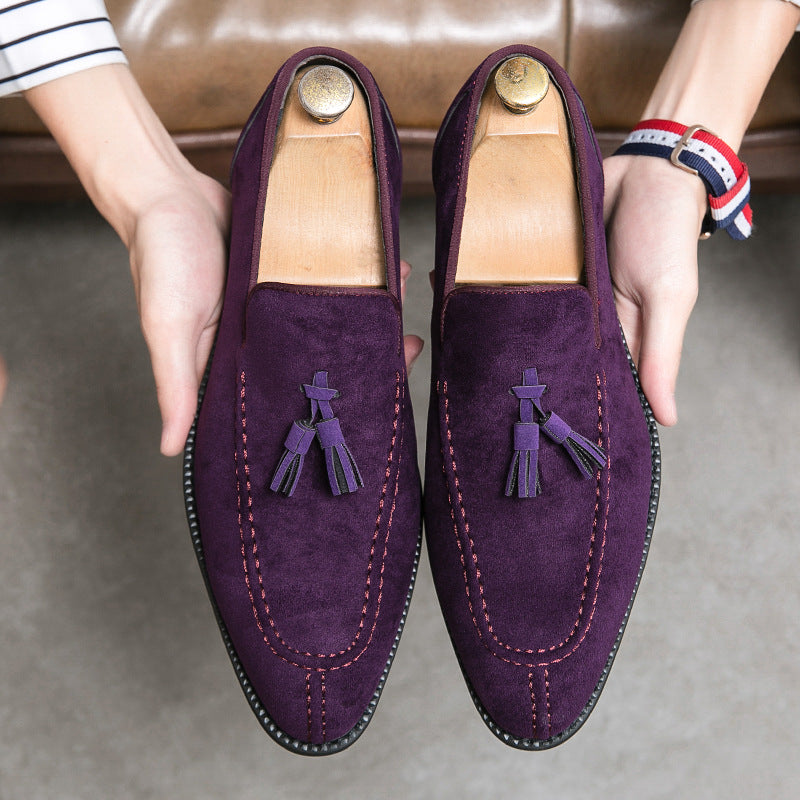 Men's Suede Pointed Toe Slip-On Dress Shoes