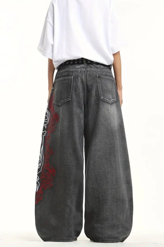 Retro Tie‑Dye Loose Wide‑Leg Denim Jeans – Unisex Street Style