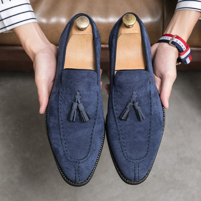 Men's Suede Pointed Toe Slip-On Dress Shoes