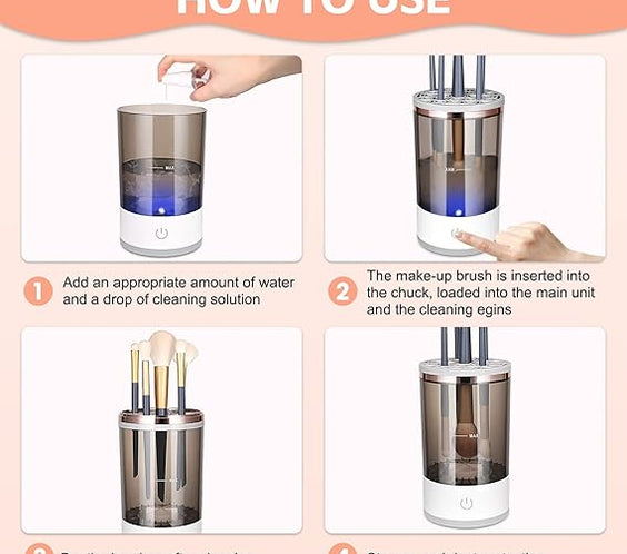Automatic Electric Makeup Brush Cleaner Dryer Device for Hygienic Application