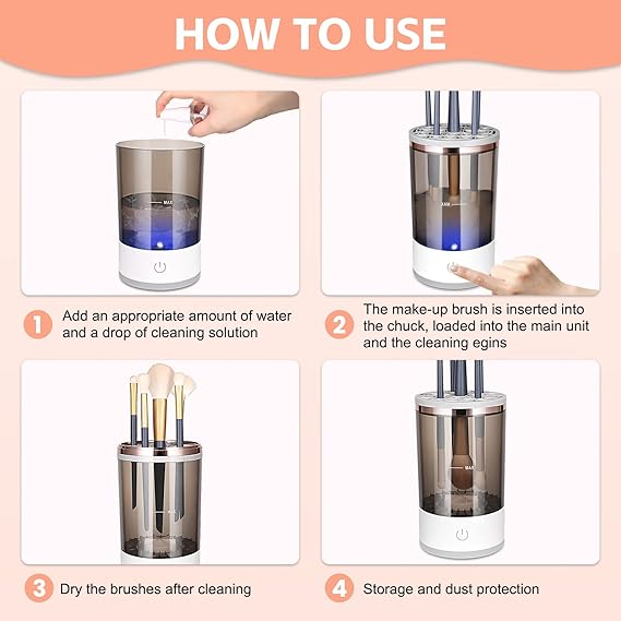 Automatic Electric Makeup Brush Cleaner Dryer Device for Hygienic Application