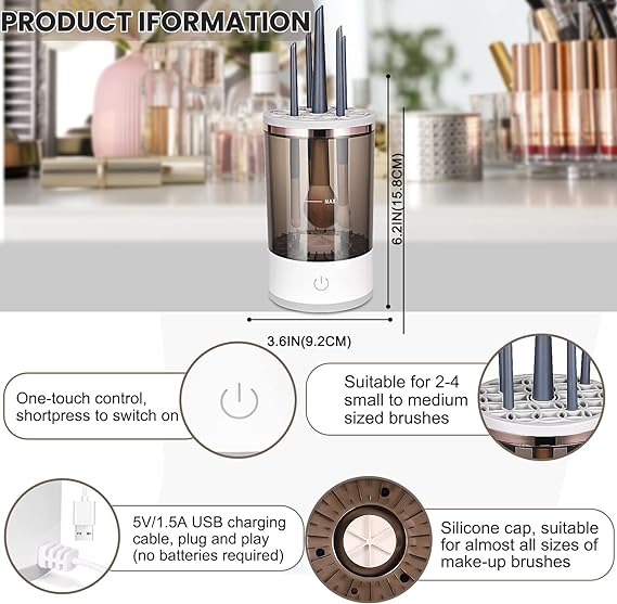 Automatic Electric Makeup Brush Cleaner Dryer Device for Hygienic Application