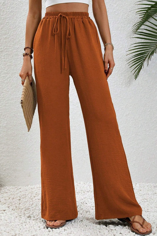 Women's Solid Color Wide-Leg Casual Pants