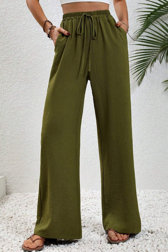 Women's Solid Color Wide-Leg Casual Pants