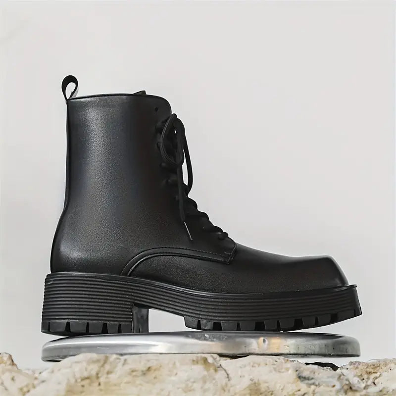 Men's Vintage High‑Top Leather Boots with Rubber Sole