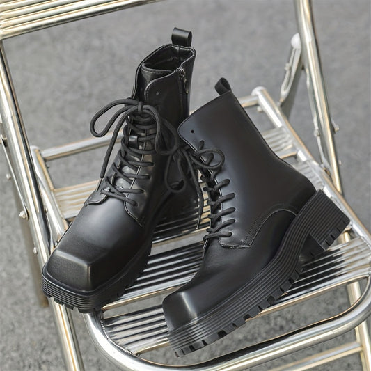 Men's Vintage High‑Top Leather Boots with Rubber Sole