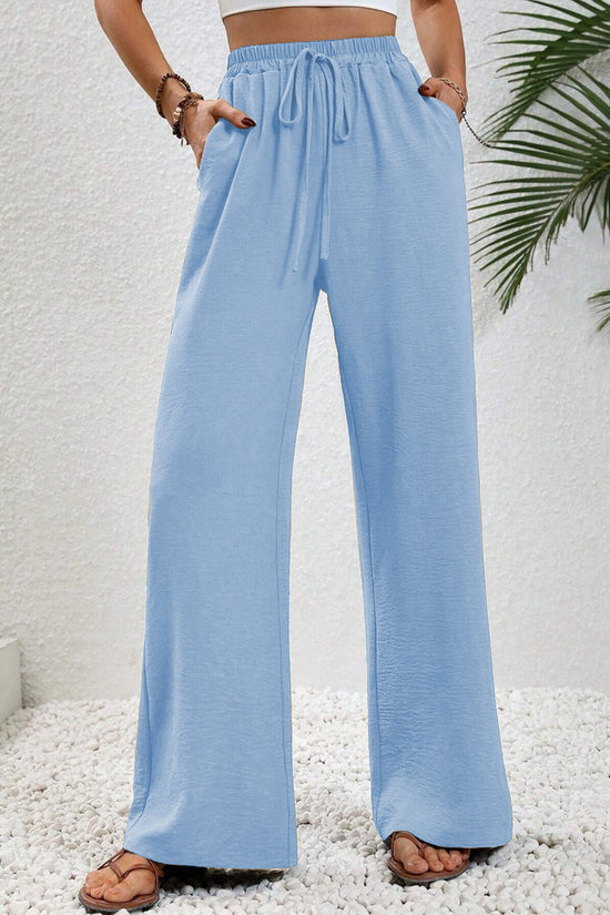 Women's Solid Color Wide-Leg Casual Pants